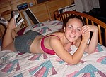 Cheerful and life loving girlfriend undressing and having wild sex with boyfriend who cums inside her pussy - homemade porn photos