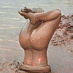 Ordinary girls having fun and taking dirty bath on the beach. Thats something new that you have never seen before, maybe