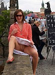 Amateur women spreading legs in public and flashing nude vaginas upskirt at public places where strangers are walking