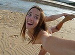 Pretty nudist girls making naked selfies in the beaches worldwide