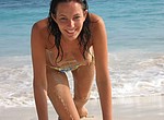 Pretty brunette lady enjoys vacation with her man, sunbathing dressed and undressed, and showing her goods at home and getting ready to wild amateur sex with her lucky dude