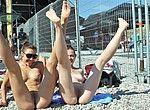 Nudist girls showing nude bodies and vaginas on the beach and teasing strangers to date and fuck them next night - amateur  porn pictures